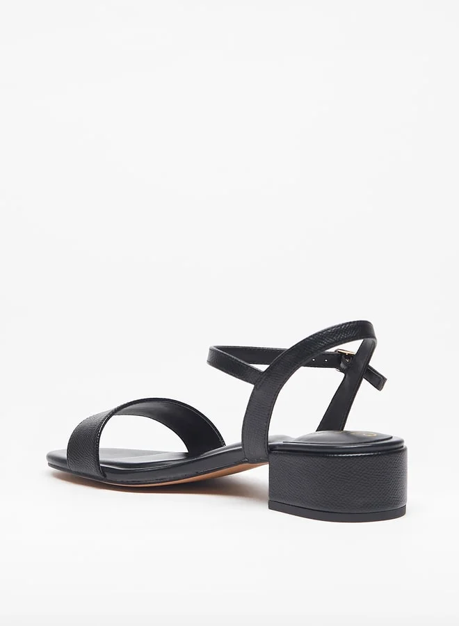 سيليست Womens Solid Block Heeled Sandals With Buckle Closure