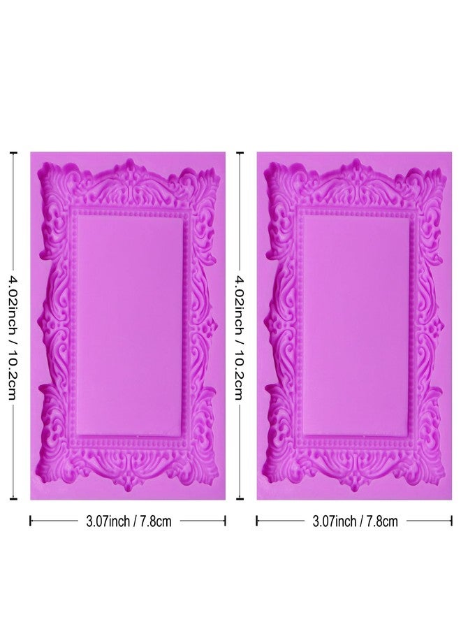 acvcatto Baroque Photo Frame Fondant Silicone Molds, 3D Picture Mirror Frame Cake Decoration Molds for Chocolate Candy Sugar Craft Gum Paste Cookies Resin Clay Set of 2 - Image 2