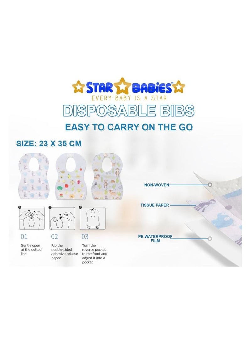 STAR BABiES ستار بيبيز - مجموعة من 60 مريلة مطبوعة للاستخدام مرة واحدة - حيوانات  - Image 4