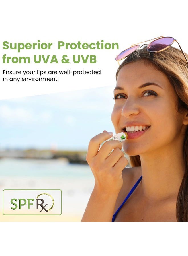 SPF Rx , SPF 30 Spearmint Sunscreen Lip Balm Broad Spectrum Protection, Rapid Relief for Dry Chapped Lips, Superior Protection Against UVA & UVB Rays - 0.15 oz, (4 Pack) - Image 2