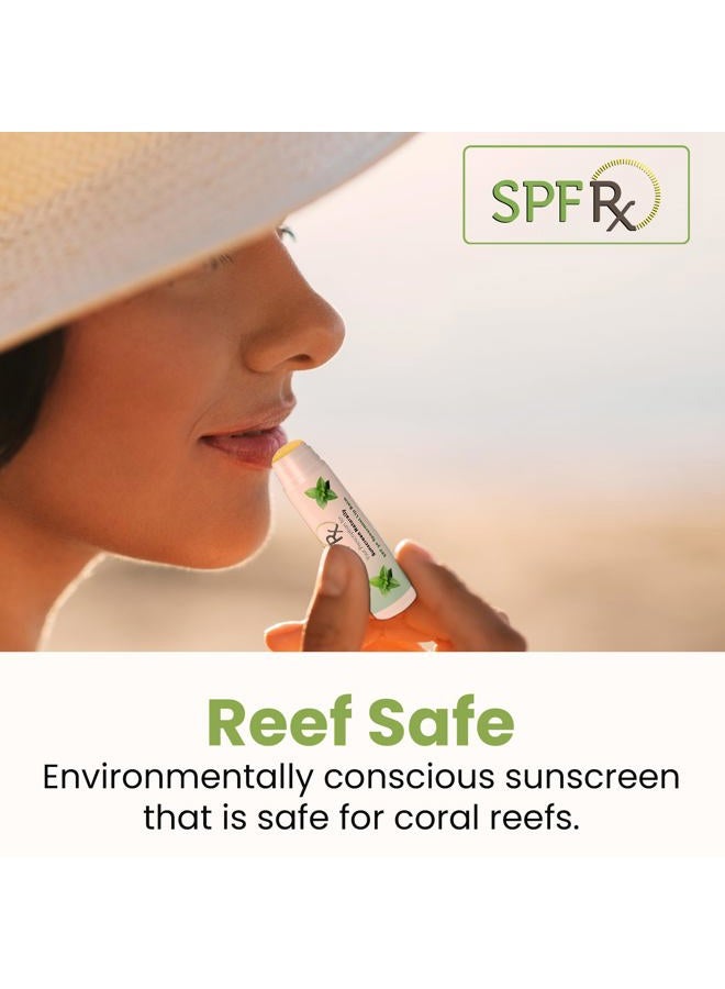 SPF Rx , SPF 30 Spearmint Sunscreen Lip Balm Broad Spectrum Protection, Rapid Relief for Dry Chapped Lips, Superior Protection Against UVA & UVB Rays - 0.15 oz, (4 Pack) - Image 5