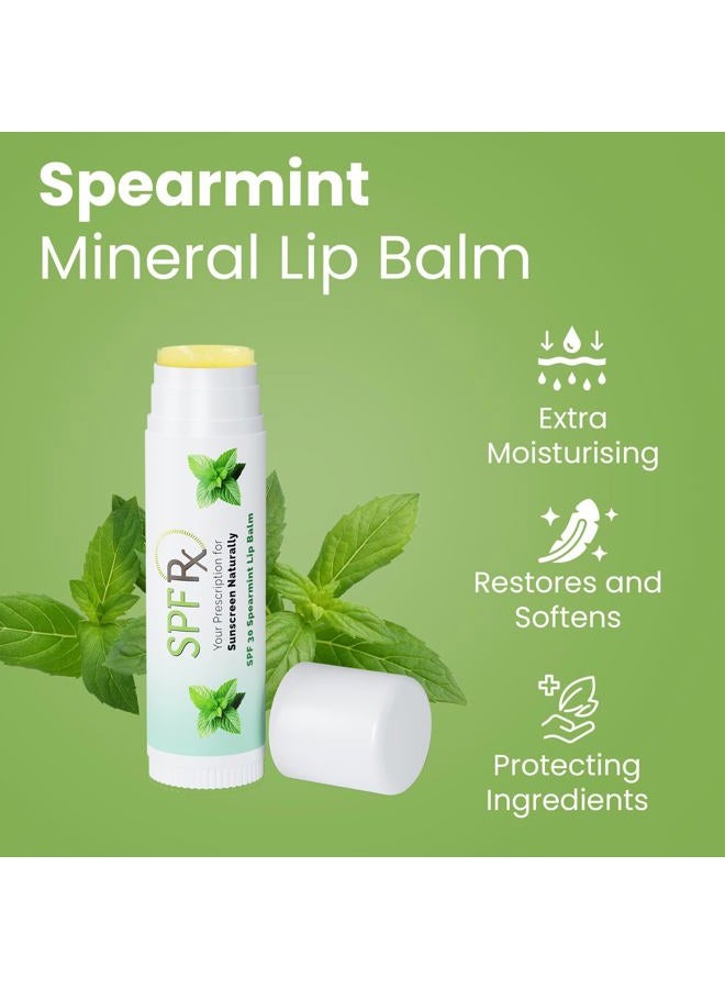 SPF Rx , SPF 30 Spearmint Sunscreen Lip Balm Broad Spectrum Protection, Rapid Relief for Dry Chapped Lips, Superior Protection Against UVA & UVB Rays - 0.15 oz, (4 Pack) - Image 3