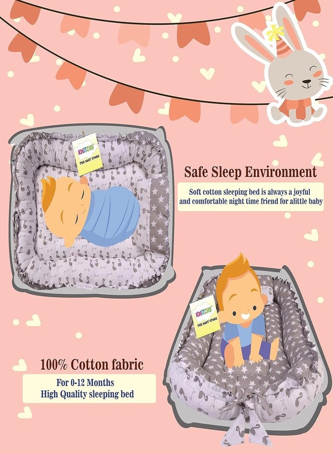 Kwitchy Flat Bed Baby Bed New Born Baby Bedding Set (0-12 Months, Grey) - Image 3