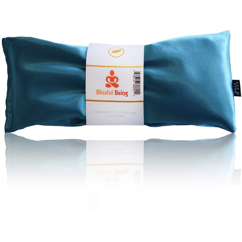 Blissful Being Lavender Eye Pillow | Hot or Cold Weighted Satin Eye Mask Perfect for Sleeping, Yoga, Meditation | Gifts for Women, Birthday, Teachers | Natural Herbal Relaxation | Made in USA (Aqua) - Image 1