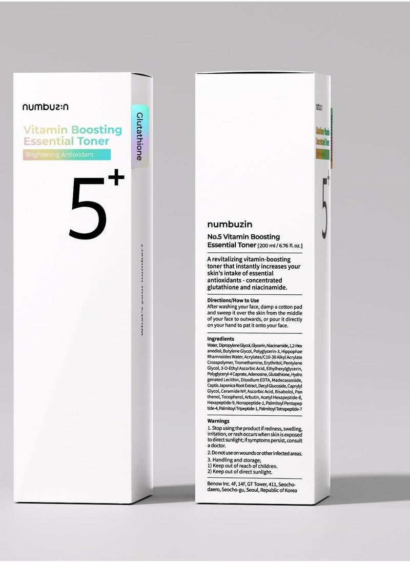 numbuzin Numbuzin No.5 Vitamin Boosting Essential Toner 200ml  - Image 4