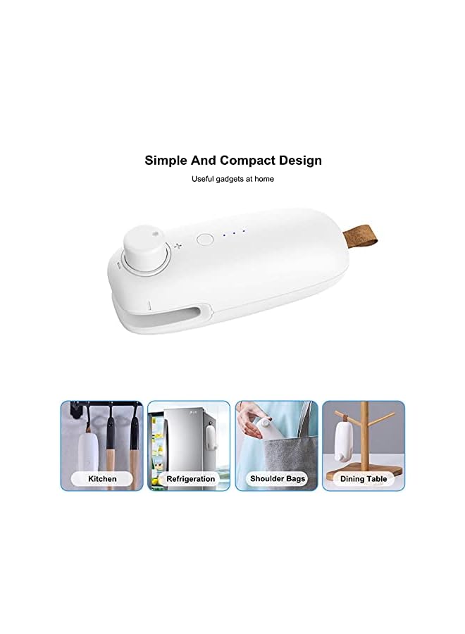 HXDream آلة ختم صغيرة للختم بالفراغ، قابلة لإعادة الشحن، للاستخدام اليدوي، لتخزين الأكياس البلاستيكية، الحفاظ على الوجبات الخفيفة، ختم الرقائق، أدوات للمنزل (أبيض) - Image 2