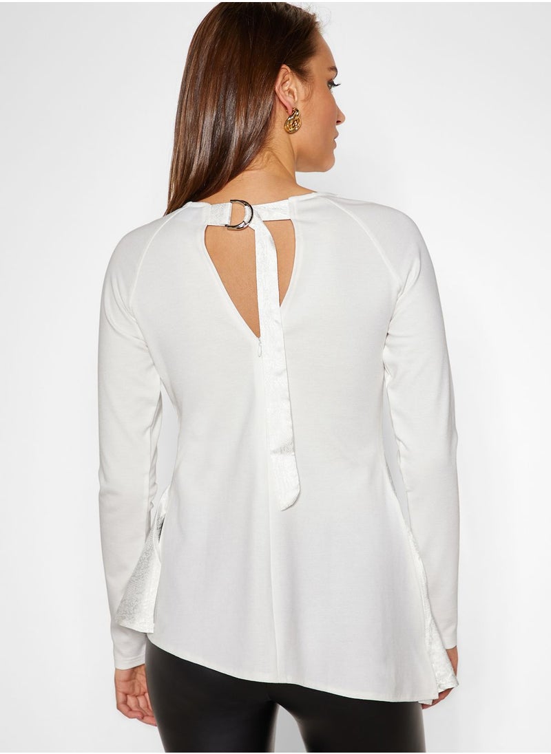 LOST INK - Long Sleeve Woven Keyhole Top - Image 1