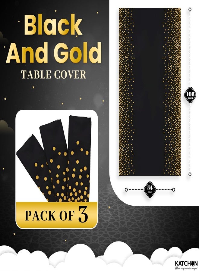 KatchOn Graduation Decorations 2026 - XtraLarge 54x108 Inch, Pack of 3 | Black and Gold Congrats Grad Tablecloth for 2026 Graduation Decorations | Graduations Table Decorations, Grad Party Supplies - Image 2