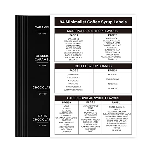 Gbuxska 84PCS Black Coffee Syrup Labels for Coffee Bar Accessories, Minimalist Fancy Decor for Coffee Station, Coffee Bar Labels for Coffee Syrup Bottle - Image 3