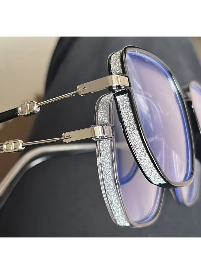 SCENT HOUSE 1pc Blue Light Blocking Glasses Clear Lens Fashionable Unisex Glasses Reduce Eye Fatigue from Computer TV Phone Gaming Y2K Style Includes Case - Image 4