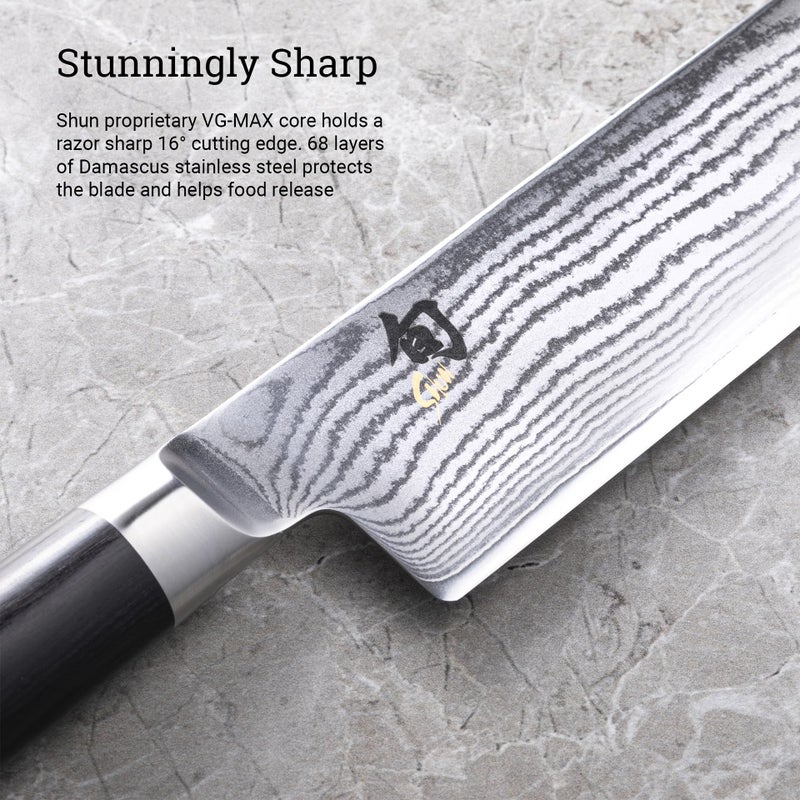 Shun Shun Classic 6.5" Nakiri Knife, Handcrafted Japanese Vegetable Knife, VG-MAX Core with Damascus Stainless Steel Cladding, Pakkawood Handle, Slicing Tool for Professional and Home Chefs  - Image 3