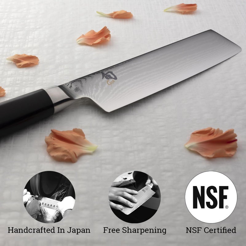 Shun Shun Classic 6.5" Nakiri Knife, Handcrafted Japanese Vegetable Knife, VG-MAX Core with Damascus Stainless Steel Cladding, Pakkawood Handle, Slicing Tool for Professional and Home Chefs  - Image 5