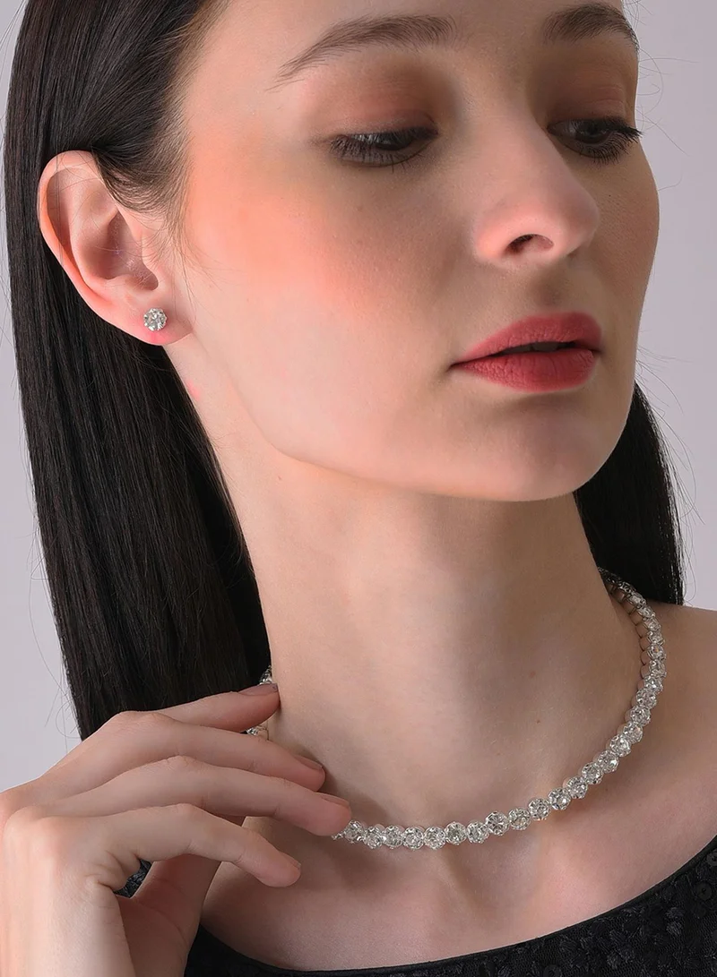 SOHI White Stone-Studded Artificial Jewellery Set
