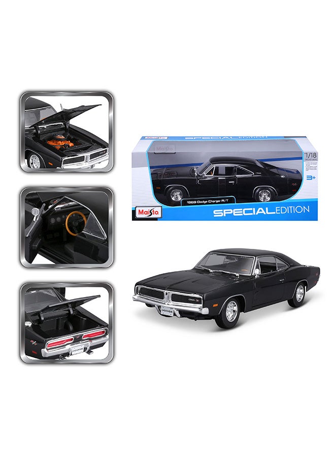 Maisto 1:18 1969 Dodge Charger R-T Met Black Officially Licensed Scaled Replicas of Collectible Diecast Metal Models with Exquisite Interior & Exterior Detailing for All Ages  - Image 1