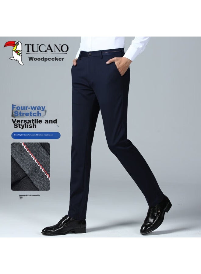 توكانو Tucano بنطال كاجوال للرجال، بنطال عمل أنيق كاجوال، بنطال مرن ضيق مخصر متعدد الاستخدامات، ملابس رجالية، أزرق بحري، المقاس 40 - Image 1