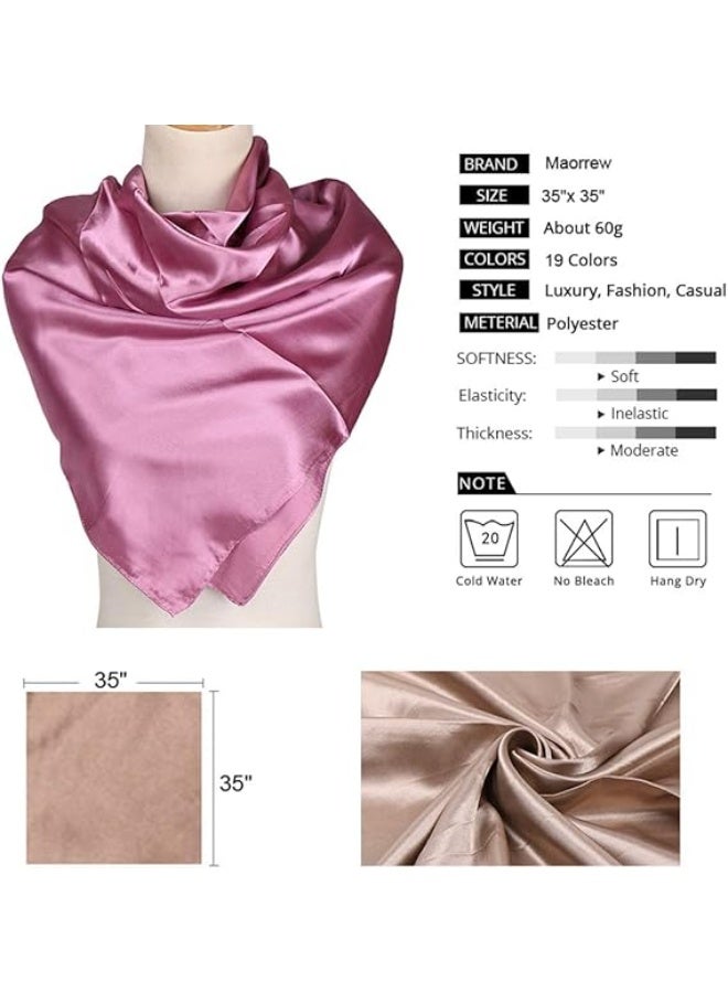 '35'' Womens Large Satin Square Scarf Silk Feeling Hair Wrapping Gift Headscarf Scarves' - Image 4
