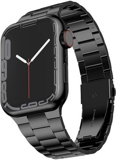 Generic Ultra Thin Stainless Steel Watch Band Size 42/44/45 mm, Upgraded Solid Metal Strap For Apple Watch Series 7/6/5/4/3/2/1/SE - Black