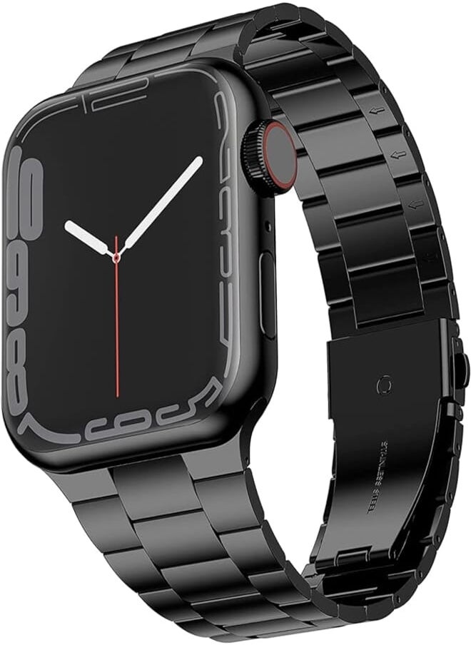 Generic - Generic Ultra Thin Stainless Steel Watch Band Size 42/44/45 mm, Upgraded Solid Metal Strap For Apple Watch Series 7/6/5/4/3/2/1/SE - Black - Image 1