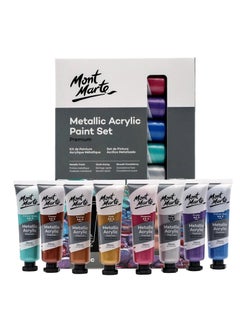 Mont Marte 8-Piece Metallic Acrylic Paint 36ml Per Tube Lightfast Colors With Smooth Consistency And Opaque Metallic Finish.  - Image 1
