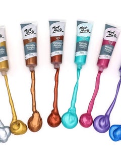 Mont Marte 8-Piece Metallic Acrylic Paint 36ml Per Tube Lightfast Colors With Smooth Consistency And Opaque Metallic Finish.  - Image 2