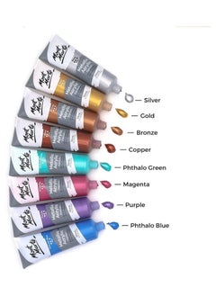 Mont Marte 8-Piece Metallic Acrylic Paint 36ml Per Tube Lightfast Colors With Smooth Consistency And Opaque Metallic Finish.  - Image 3
