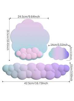 Generic Cloud Gradient Keyboard Pad Wrist Pad Cloud Wrist Pad Mouse Pad Lycra Foam Memory Foam Single Product-Color:Lycra Gradient Color Three-piece Set 9  - Image 2