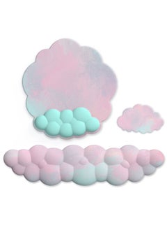 Generic Cloud Gradient Keyboard Pad Wrist Pad Cloud Wrist Pad Mouse Pad Lycra Foam Memory Foam Single Product-Color:Lycra Gradient Color Three-piece Set 9  - Image 1