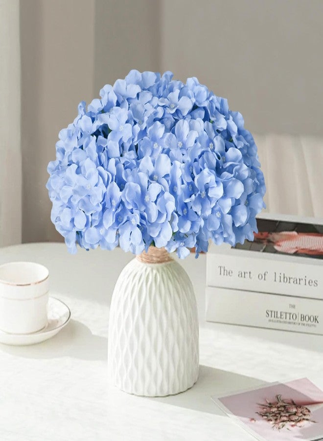 Cherica 20 Pcs Blue Hydrangea Artificial Flowers Bulk, Faux Hydrangea Flowers Heads, Artificial Fake Silk Hydrangea Flowers with Stems, Blue Flowers Artificial for Decoration Wedding Décor - Image 4