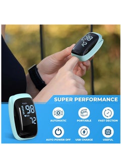 Furtey Fingertip Pulse Oximeter Oxygen Meter Finger Blood Oxygen Saturation with Lanyard Pulse Monitor Rechargeable Spo2 Reading for Home Outdoor Sports  - Image 2