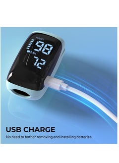 Furtey Fingertip Pulse Oximeter Oxygen Meter Finger Blood Oxygen Saturation with Lanyard Pulse Monitor Rechargeable Spo2 Reading for Home Outdoor Sports  - Image 3