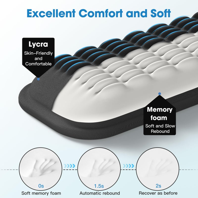 MEKASS Ergonomic Wrist Rest for Keyboard and Mouse, Soft Memory Foam Keyboard Wrist Rest Set with Non-Slip Silicone Base, Easy Typing, Pain Relief, Comfort for Office, Work, Gaming (Classic Black) - Image 3
