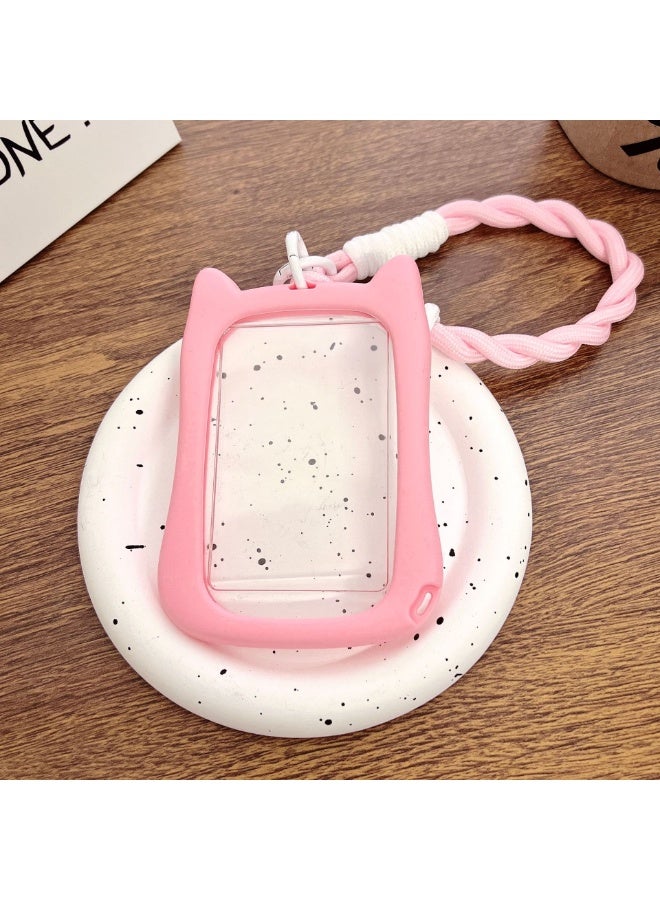 NIBEMINENT 1 - Piece Transparent And Cute Kpop Photo Card Holder Pendant Key Chain ID Badge Holder ID Card Holder Photo Card Protector for School ID Office ID Access Card for Women Girls - Image 1