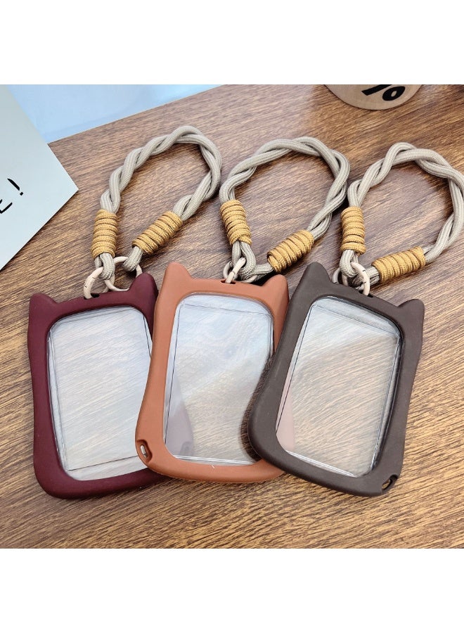 NIBEMINENT 1 - Piece Transparent And Cute Kpop Photo Card Holder Pendant Key Chain ID Badge Holder ID Card Holder Photo Card Protector for School ID Office ID Access Card for Women Girls - Image 3