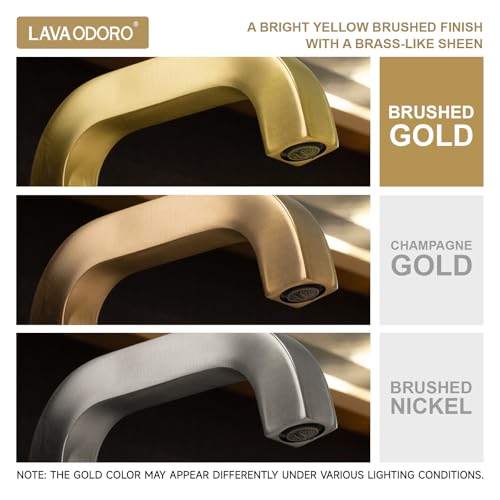 Lava Odoro Gold Bathroom Faucet Single Handle, Brushed Gold Faucet for Bathroom Sink 1 or 3 Hole Soild Brass with Drain Assembly Deck Plate Included, BF204-SG - Image 3