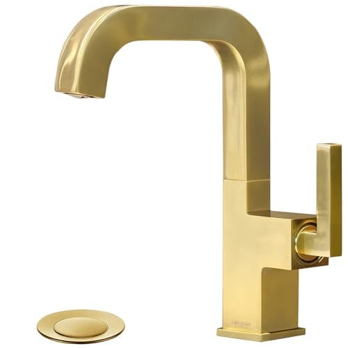 Lava Odoro Gold Bathroom Faucet Single Handle, Brushed Gold Faucet for Bathroom Sink 1 or 3 Hole Soild Brass with Drain Assembly Deck Plate Included, BF204-SG - Image 1
