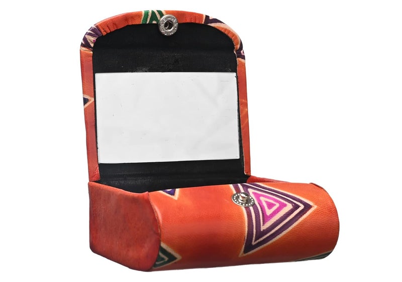Tej Gifts Leather Lipstick Case Holder with Mirror and Traditional Floral Design Compact Jewellery Holder Box Double2 Lipsticks Cover For Hand Bag Cross Bag Pack of 5 - Image 4