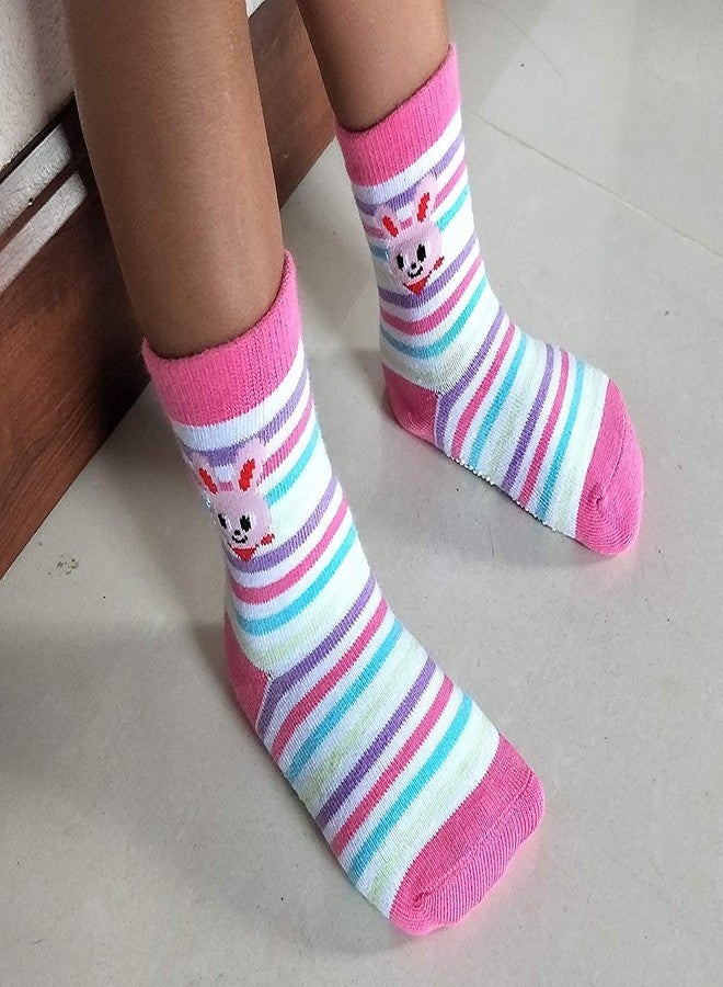 CUTEABLY جوارب قطنية للأطفال من كيوتابلي، عبوة من 6 جوارب عصرية مانعة للانزلاق (قد تختلف الألوان والتصميم) (بنات، من 12 إلى 18 شهرًا)، وردي - Image 5