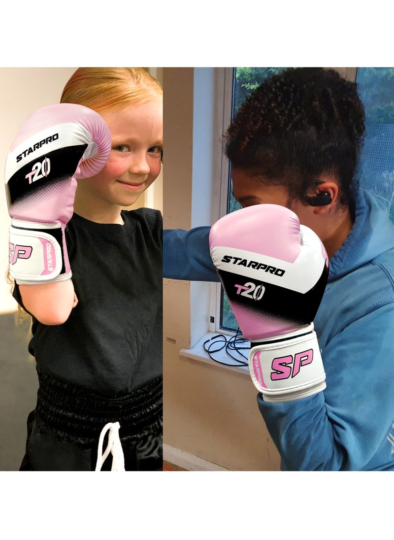 Starpro - Junior T-20 Boxing Gloves | Blue Pink And White | For Youth Training And Sparring In Boxing Kickboxing Fitness And Boxercise | Kids 4Oz 6Oz - Image 1