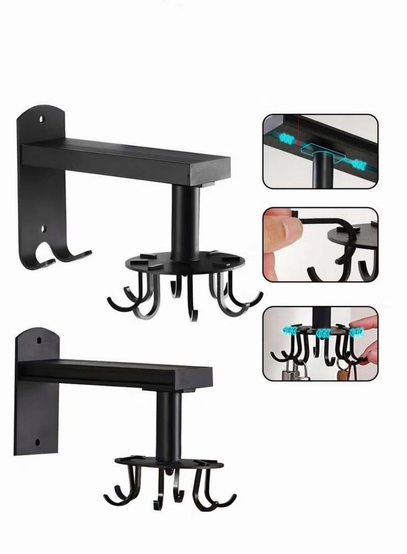 MIXDE 360° Utensil Holder Hanger Hook,Slidable Black Whole Body Aluminum Alloy Organization Hooks,Wall-Mounted Kitchen Cooker Hook - Image 2