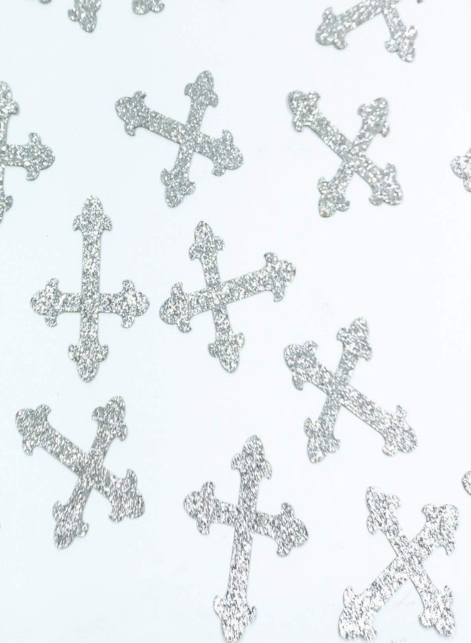Giuffi 100 Counts Christening Cross Table Confetti for Baby Shower Baptism Party Decorations - Silver - Image 2