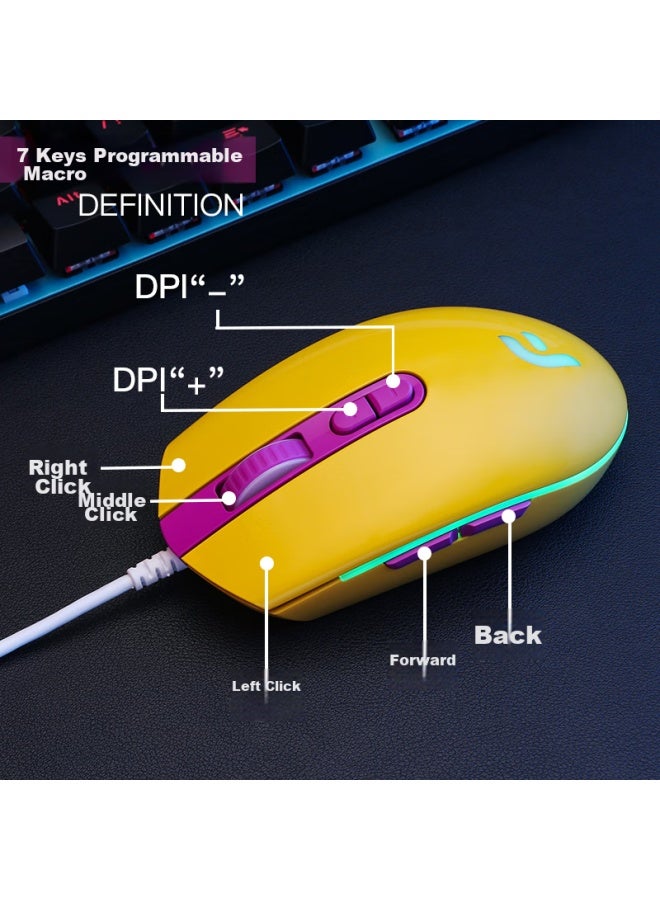 Dearmo F17s Wired Gaming Mouse Mechanical Mouse Rgb Mouse With Macro Definition Laptop Mouse Elegant White 4200dpi - Image 1