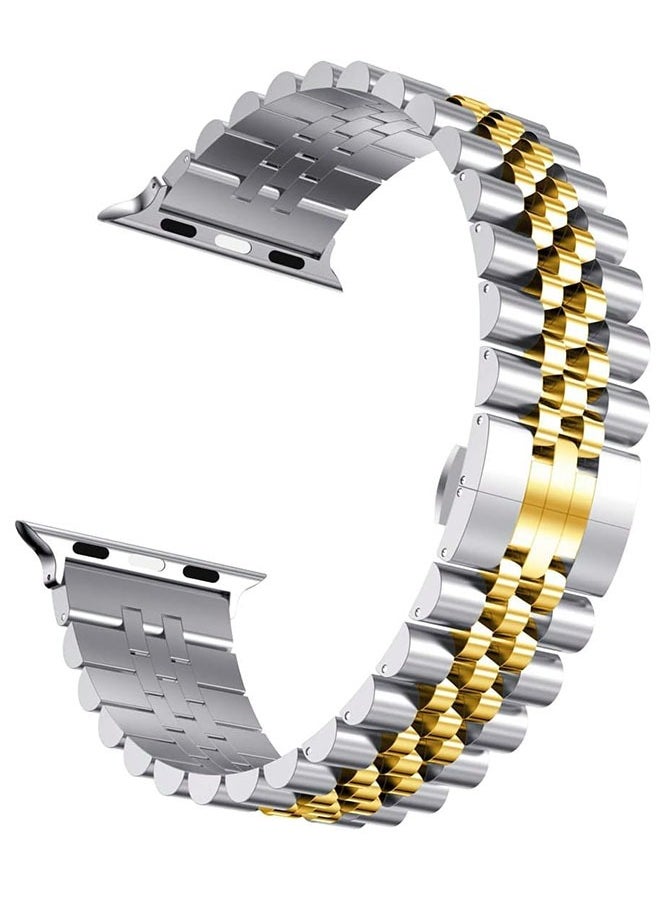 Muyixin - Stainless Steel Watch Band Compatible with Apple Watch Band 41mm 40mm 38mm, Heavy Band with Butterfly Folding Clasp Link Bracelet - Image 1