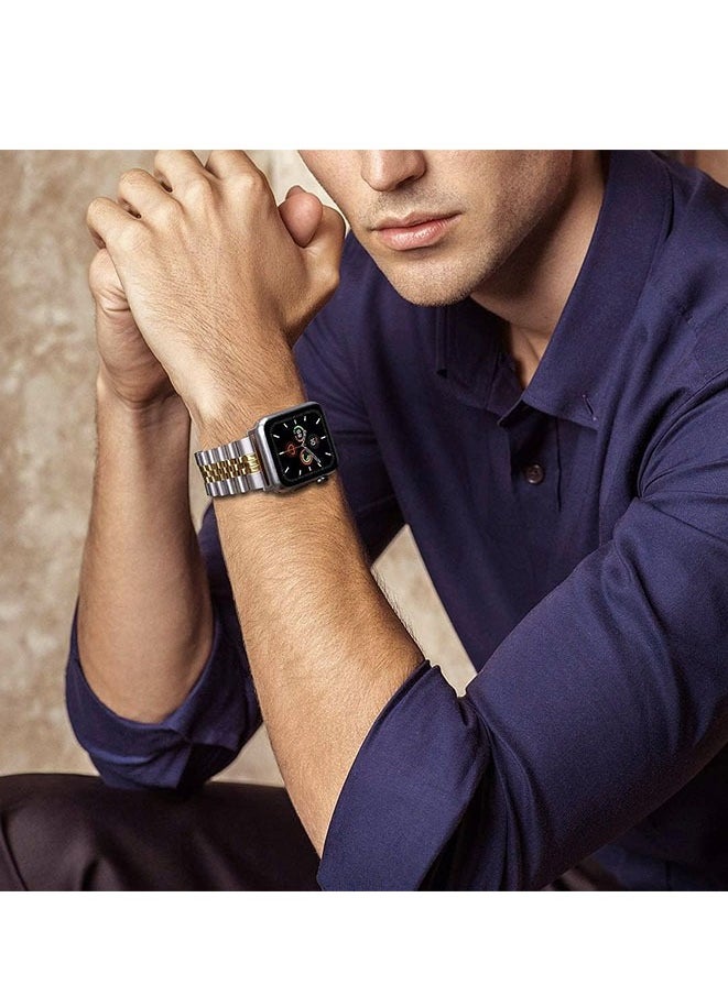 Muyixin - Stainless Steel Watch Band Compatible with Apple Watch Band 41mm 40mm 38mm, Heavy Band with Butterfly Folding Clasp Link Bracelet - Image 1