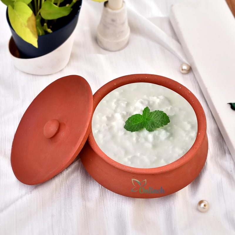 SOMUDEE وعاء داهي من الطين العضوي بحجم متوسط مع غطاء_39 500 مل بني - Image 1