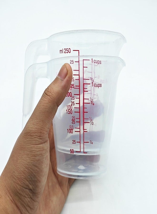 EBIEFLY Plastic Measuring Cup 2Pcs 250ML Measuring Mug 8/16oz with Handle Graduated Pitcher for Baking Flour Oil Powder Cooking Kitchen Measure Container Stackable (250ML/0.06Gal) - Image 3