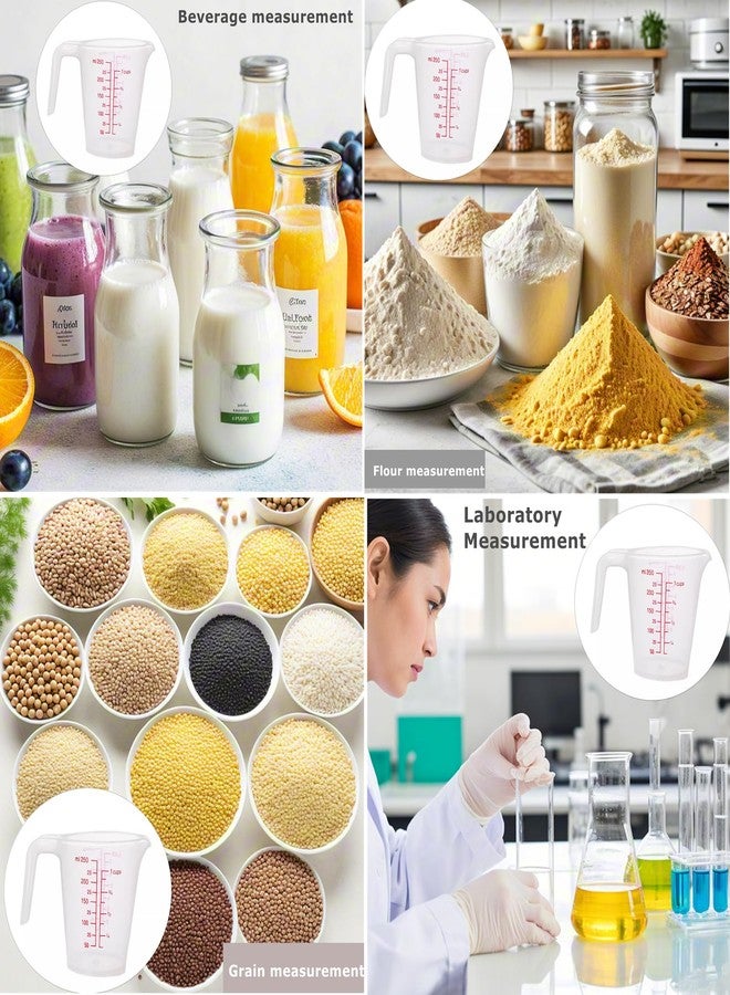 EBIEFLY Plastic Measuring Cup 2Pcs 250ML Measuring Mug 8/16oz with Handle Graduated Pitcher for Baking Flour Oil Powder Cooking Kitchen Measure Container Stackable (250ML/0.06Gal) - Image 2