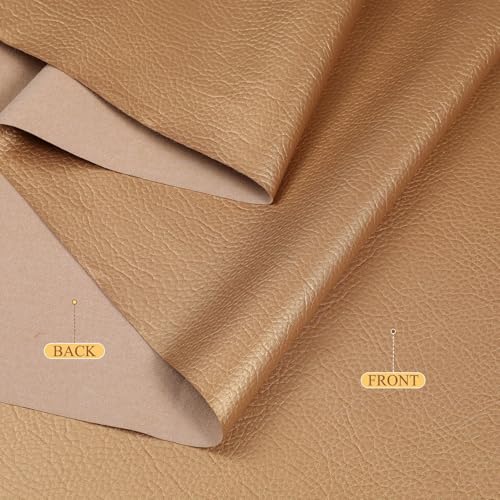Konelia Faux Leather Fabric, 55" Wide Upholstery Fabric by The Yard Marine Vinyl Fabric Outdoor Pu Leather Waterproof Sheets Fabric for Crafts Sewings Sofa Wallets Handbag Earrings Bows 1 Yard Gold - Image 4