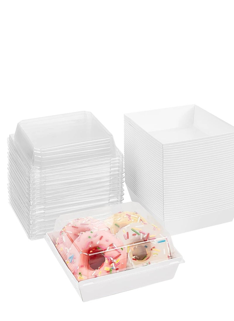 Bukela 50 Pack Paper Charcuterie Boxes with Clear Secure Lid, Clear Plastic Cheesecake Containers Individual Disposable Triangle Cake Boxes ,For Pie Slice Cheesecake Dessert  - Image 4