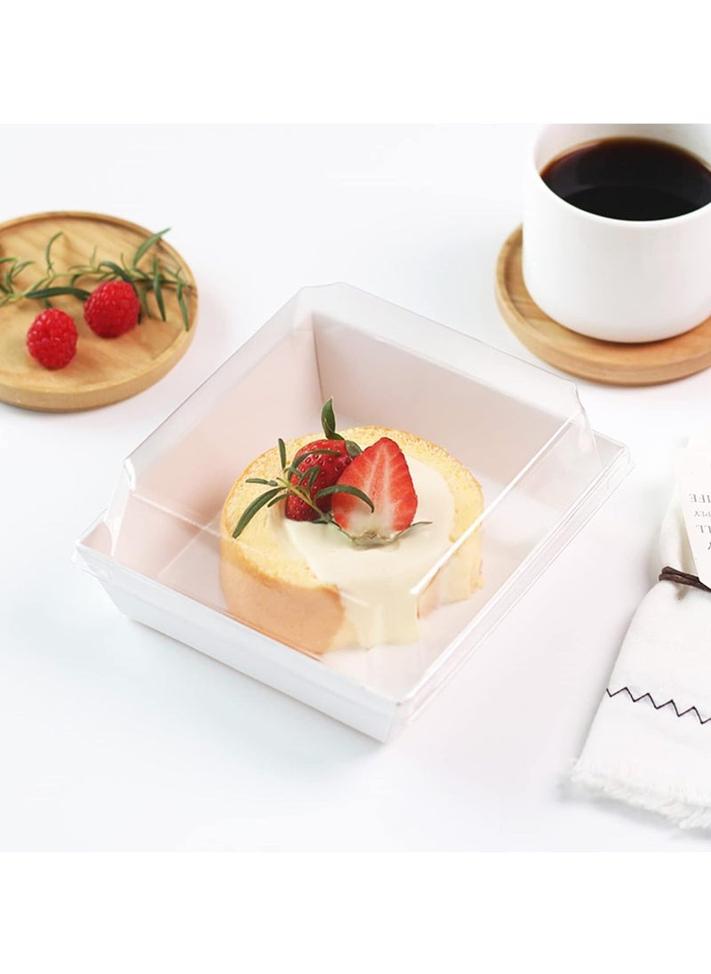 Bukela 50 Pack Paper Charcuterie Boxes with Clear Secure Lid, Clear Plastic Cheesecake Containers Individual Disposable Triangle Cake Boxes ,For Pie Slice Cheesecake Dessert  - Image 2