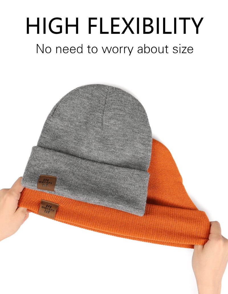 Wmcaps Winter Beanie Acrylic Winter Hats for Women Men Soft Warm Unisex Cuffed Beanie (Grey) - Image 5